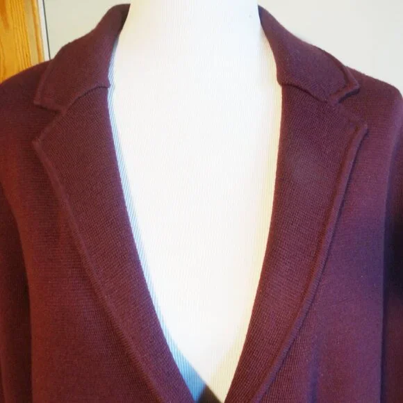 TALBOTS Size Plus 2XL Merino Wool Sweater Jacket/Blazer Plum - Picture 7 of 7